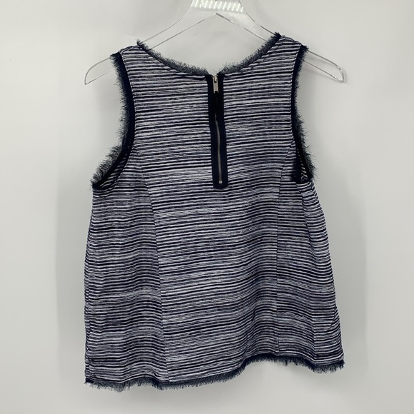 Vanessa Virginia Anthropologie Indira tank top shirt stripe fray chiffon navy M - Picture 5 of 6